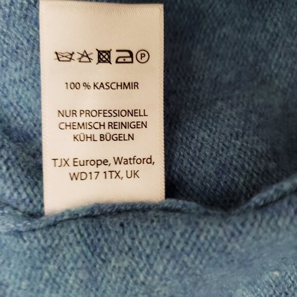 Adrienne Vittadini Cashmere Round Neck Long Sleeve Aqua Blue Pullover - Picture 6 of 7